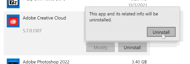 2 windows uninstall creative cloud