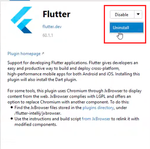 desinstaller flutter