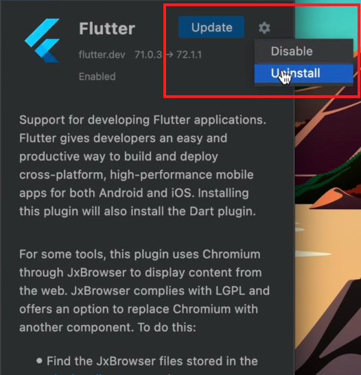 uninstall flutter android mac